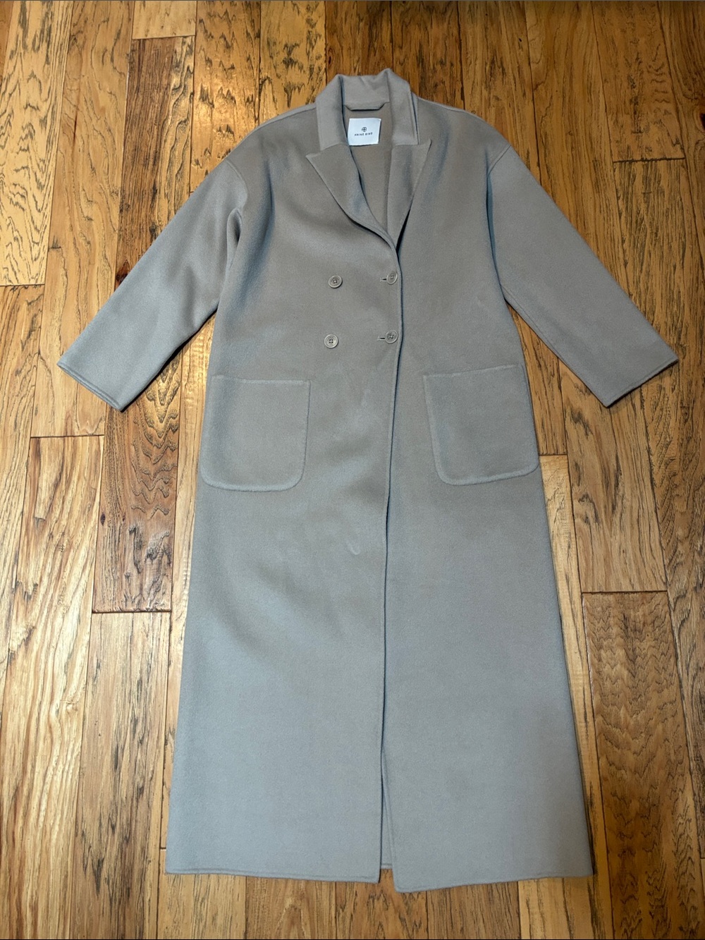 Anine Bing Long Taupe Wool Coat